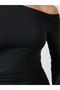Black Solid One Shoulder Neck Bodycon Maxi Dress - 3