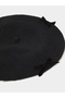 Black Sloid Velvet Bow Detail Beret - 3