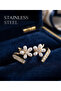 Rice gold color zircon stone curved pearl flower earrings