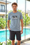 Men's Short Sleeve Shorts Pajama Set 4344 Light Blue01