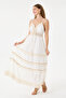 White Lace, Elastic Back, Tassel Detail, Strap Lined Long Dress, Size 38 - 42 - 2