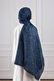 Ethnic Floral Patterned Soft Shawl Indigo - 5