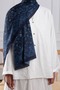 Ethnic Floral Patterned Soft Shawl Midnight Blue - 2