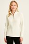 Women's Half Zipper Knitwear Sweater Thessaloniki Knit Stand Collar Cotton Woven Oversize - White Mariposa Sec