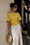 Women's Blouse Ribbed Textured Side Gathered Crew Neck Short Sleeve
