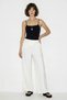 Women's Shiny Modal White Trousers with Elastic Waist and Pocket Detail - 2