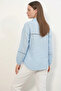 Women's Oversize Patterned Blue Shirt - 6