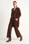 Women's High Waist Trousers Vest Cardigan Triple Knitwear Bitter Coffee Set - 6