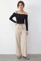 Women's Strappy Lace Detailed Madonna Collar Black Blouse - 2