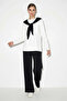 Women's Shawl Detailed Long Sleeve Basic t Shirt Elastic Waist Loose Pants Bottom Top Modal Black Set - 3