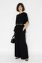 Women's Waist Belt Detailed Blouse Elastic Pocket Loose Trousers Pera Linen Black Suit - 5