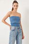 Women's Stone Washed Sleeveless Knitwear Blue Sweater - 2