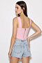 Women's Rope Detailed Corset Woven Pink Blouse - 5
