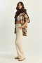 Women's Wide Leg Crinkle Knitted Cream Pants - 4