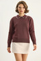 Women's Lace Detailed Collar Knitwear Plum Sweater - 3