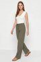 Women's Lace-Up Elastic Waist Muslin Wide-Leg Pants Yp Khaki - 3