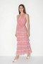 Women's Halter Neck Gipeli Backless Layered Maxi Pink Dress - 3
