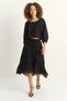 Women's Elastic Waist Boat Neck Blouse Asymmetrical Layered Detailed Maxi Skirt Lined Black Suit - 3