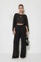 Women's Chiffon Cape Blouse with Elastic Waist Loose Black Pants Set