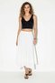 Women's Elastic Waist Lined Asymmetrical Cut Muslin Crinkle White Skirt