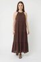 Women's Halter Neck Layered Detailed Modal Maxi Bitter Brown Dress