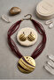 Multiple Tulle Ribbon Stone-Encutured Necklace and Earrings Set - 2