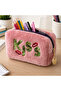 Plush Pen Holder and Makeup Bag Zippered Multi-Purpose Organizer Bag Rose - 3