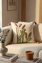 Botanical Reed and Thatch Pattern Embossed Punch Embroidered Tasseled Cotton Decorative Throw Pillow Cover 42X42 cm - 2