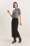 Women's Lace Detailed Slit Maxi Knitwear Black Skirt - 4