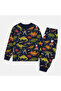 Boy's 100% Cotton Dinosaur Print Stretchy Long-Sleeve Pajama Set