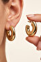 Gold Color Thick Curved Hoop Earrings
