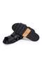 Black Color Laceless Genuine Leather Men's Slippers - 3