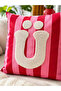 Punch Embroidered Throw Pillow Cover - 43*43 cm - Pink Letter U - Pnk001 - 2