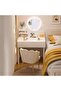 Simple Makeup Vanity Dressing Table, Steel Leg Small White Table with Shelf, Drawer, Mirror and Led Light for Bedroom and Small Space (RJ60CK, 60 * 40cm) - 4