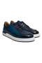 Dark Blue Color Lace-Up Genuine Leather Men's Shoes