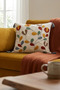 Colorful Bohemian Branch and Leaf Patterned Punch Embroidered Tasseled Cotton Throw Pillow Cover 42X42 cm