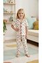 Dlş 6190 Girl's 100% Cotton White Cherry Combed Cotton Buttoned Pajama Set