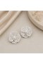 💎   Premium Shiny Silver Color Model Pearl Detailed Embroidered Flower Figure 316L Steel Women's Earrings - 3