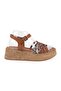 Women's Sandals Daily Genuine Leather Leopard Patterned Mesh Banded Straw Jute Platform Wedge Sole 26Y-5260 - 2