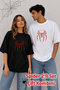 Spider Couple Combination Spider Printed Oversize Unisex T-Shirt Black and White Cotton T-Shirt - 2