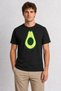 Minimalist Avocado Art T-Shirt Print - Black
