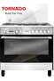 90x60 cm Freestanding Full Gas Cooker with 5 Italian Sabaf Burners, 4kW Central Double-Ring Wok Burner, 100% Full Safety, Automatic Ignition, Dual Oven Knobs with Rotisserie, Stainless Steel - - 6