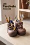 Set of 2 Handmade Terracotta Shoe Pencil Holders