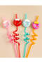 Assorted Plastic Novelty Straw Set 4 Pieces