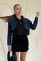 Black Denim Scuba Garnished Jacket - 2