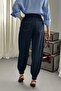 Navy Blue Cuffed Jeans with Button Detail - 5