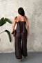 Brown Halter Blouse Pants Set - 5