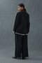 Black Striped Lined Garnished Suede Jacket - 3