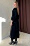 Black Balloon Sleeve Denim Dress - 4