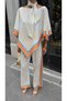 Shawl Detailed Patterned Blouse and Pants Set - 4